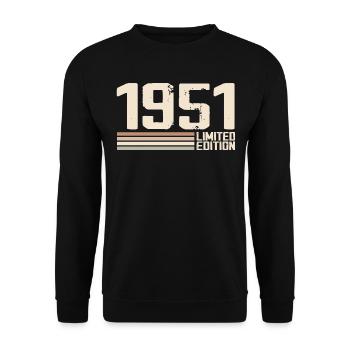 1951 Millésime 1951 Anniversaire 1951 Rétro 1951 - Sweat-shirt Unisexe - noir - Devant - Alina (178cm) & Michal (187cm)