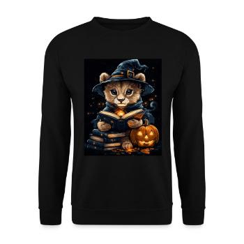 Halloween Gift Women Lion Men Kids Decoration - Unisex Sweatshirt - black - Front - Alina (178cm) & Michal (187cm)