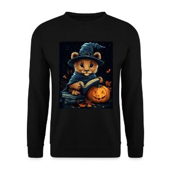 Halloween Gift Women Lion Men Kids Decoration - Unisex Sweatshirt - black - Front - Alina (178cm) & Michal (187cm)