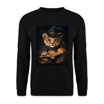 Halloween Gift Women Lion Men Kids Decoration - Unisex Sweatshirt - black - Front - Alina (178cm) & Michal (187cm)