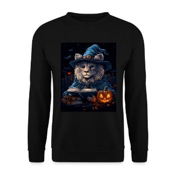 Halloween Gift Women Lion Men Kids Decoration - Unisex Sweatshirt - black - Front - Alina (178cm) & Michal (187cm)