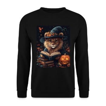 Halloween Gift Women Lion Men Kids Decoration - Unisex Sweatshirt - black - Front - Alina (178cm) & Michal (187cm)