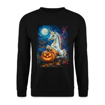 Cadeau d’Halloween Femmes Licorne Hommes Enfants - Sweat-shirt Unisexe - noir - Devant - Alina (178cm) & Michal (187cm)