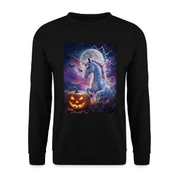Cadeau d’Halloween Femmes Licorne Hommes Enfants - Sweat-shirt Unisexe - noir - Devant - Alina (178cm) & Michal (187cm)
