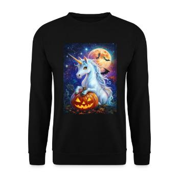 Cadeau d’Halloween Femmes Licorne Hommes Enfants - Sweat-shirt Unisexe - noir - Devant - Alina (178cm) & Michal (187cm)