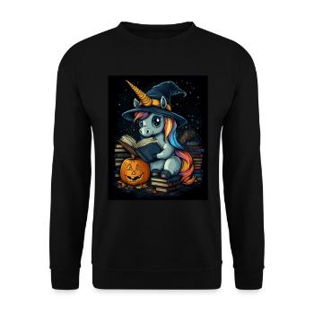 Cadeau d’Halloween Femmes Licorne Hommes Enfants - Sweat-shirt Unisexe - noir - Devant - Alina (178cm) & Michal (187cm)