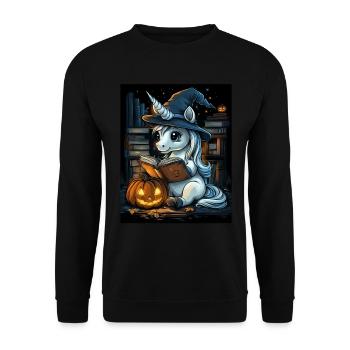Cadeau d’Halloween Femmes Licorne Hommes Enfants - Sweat-shirt Unisexe - noir - Devant - Alina (178cm) & Michal (187cm)