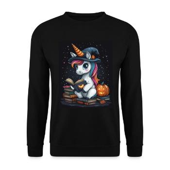 Cadeau d’Halloween Femmes Licorne Hommes Enfants - Sweat-shirt Unisexe - noir - Devant - Alina (178cm) & Michal (187cm)