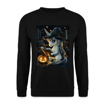 Cadeau d’Halloween Femmes Licorne Hommes Enfants - Sweat-shirt Unisexe - noir - Devant - Alina (178cm) & Michal (187cm)
