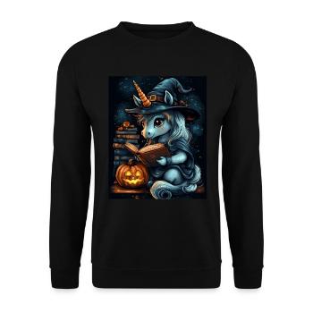 Cadeau d’Halloween Femmes Licorne Hommes Enfants - Sweat-shirt Unisexe - noir - Devant - Alina (178cm) & Michal (187cm)