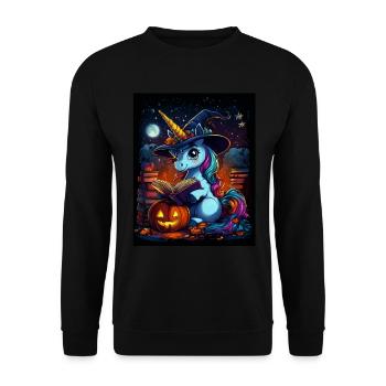 Cadeau d’Halloween Femmes Licorne Hommes Enfants - Sweat-shirt Unisexe - noir - Devant - Alina (178cm) & Michal (187cm)