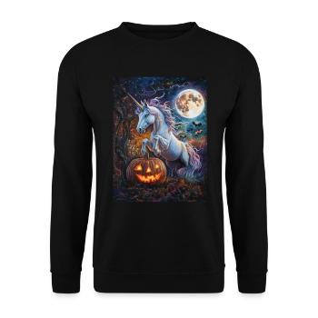 Cadeau d’Halloween Femmes Licorne Hommes Enfants - Sweat-shirt Unisexe - noir - Devant - Alina (178cm) & Michal (187cm)