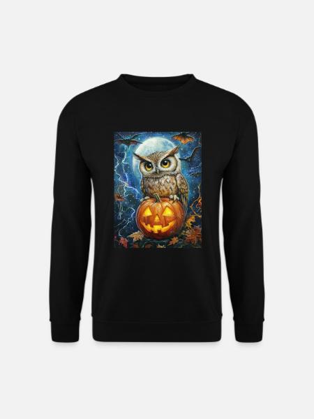 Halloween Geschenk Frauen Eule Männer Kinder Deko - Unisex Pullover - Schwarz