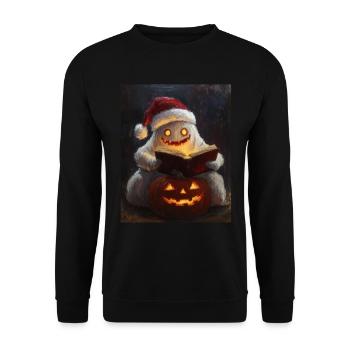 Halloween Gift Ghost with Christmas Hat Decoration - Unisex Sweatshirt - black - Front - Alina (178cm) & Michal (187cm)