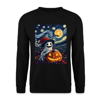 Halloween Gift Ghost with Christmas Hat Decoration - Unisex Sweatshirt - black - Front - Alina (178cm) & Michal (187cm)