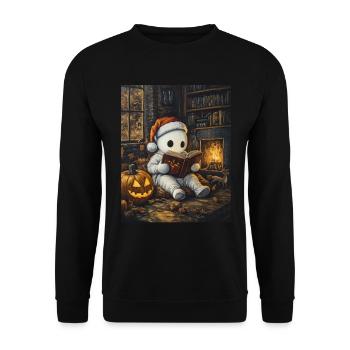 Halloween Gift Ghost with Christmas Hat Decoration - Unisex Sweatshirt - black - Front - Alina (178cm) & Michal (187cm)