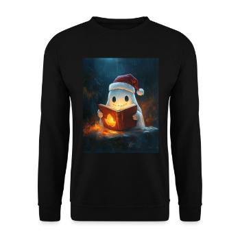 Halloween Gift Ghost with Christmas Hat Decoration - Unisex Sweatshirt - black - Front - Alina (178cm) & Michal (187cm)