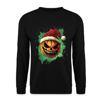 Halloween Gift Pumpkin with Santa Hat Decoration - Unisex Sweatshirt - black - Front - Alina (178cm) & Michal (187cm)