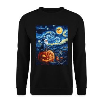 Halloween Gift Pumpkin with Santa Hat Decoration - Unisex Sweatshirt - black - Front - Alina (178cm) & Michal (187cm)