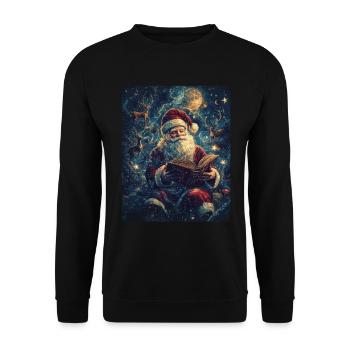 Weihnachtsmann Frauen Männer Kinder Weihnachten - Unisex Pullover - Schwarz - Vorne - Alina (178cm) & Michal (187cm)