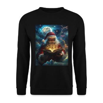 Weihnachtsmann Frauen Männer Kinder Weihnachten - Unisex Pullover - Schwarz - Vorne - Alina (178cm) & Michal (187cm)