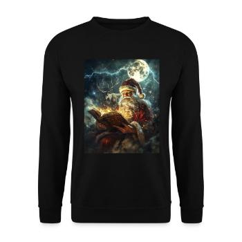 Weihnachtsmann Frauen Männer Kinder Weihnachten - Unisex Pullover - Schwarz - Vorne - Alina (178cm) & Michal (187cm)