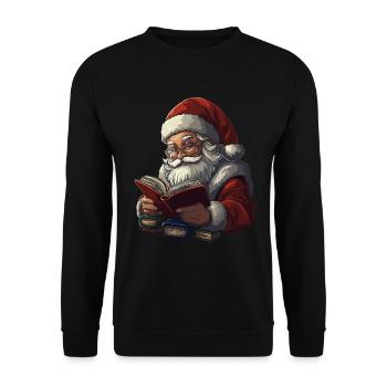 Weihnachtsmann Frauen Männer Kinder Weihnachten - Unisex Pullover - Schwarz - Vorne - Alina (178cm) & Michal (187cm)