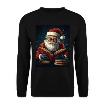 Weihnachtsmann Frauen Männer Kinder Weihnachten - Unisex Pullover - Schwarz - Vorne - Alina (178cm) & Michal (187cm)