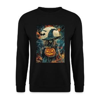 Halloween Cadeau Femmes Sorcière Hommes Enfants Décoration - Sweat-shirt Unisexe - noir - Devant - Alina (178cm) & Michal (187cm)