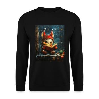 Christmas Elf Women Men Children Christmas - Unisex Sweatshirt - black - Front - Alina (178cm) & Michal (187cm)