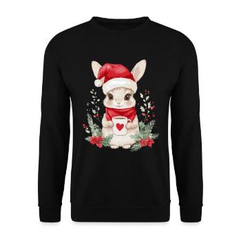 Lapin Café Décoration de Noël Femmes Hommes Enfants - Sweat-shirt Unisexe - noir - Devant - Alina (178cm) & Michal (187cm)