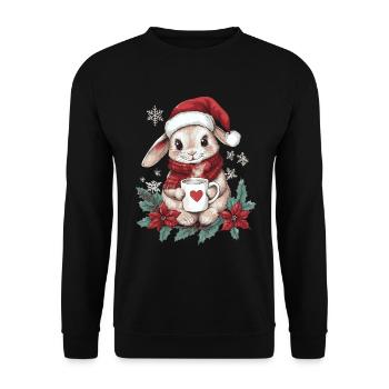 Lapin Café Décoration de Noël Femmes Hommes Enfants - Sweat-shirt Unisexe - noir - Devant - Alina (178cm) & Michal (187cm)