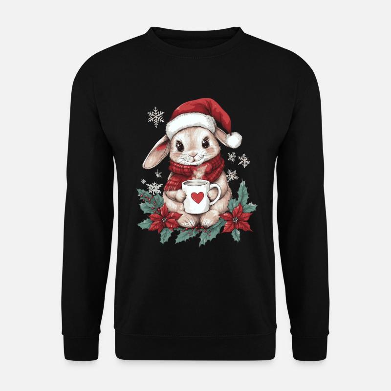 Hase Kaffee Weihnachten Deko Frauen Männer Kinder - Unisex Pullover - Schwarz