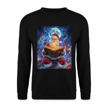 Weihnachtsmann Frauen Männer Kinder Weihnachten - Unisex Pullover - Schwarz - Vorne - Alina (178cm) & Michal (187cm)