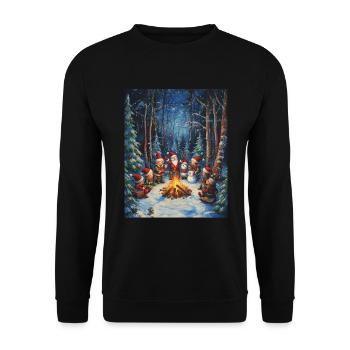 Père Noël Femmes Hommes Enfants Noël - Sweat-shirt Unisexe - noir - Devant - Alina (178cm) & Michal (187cm)