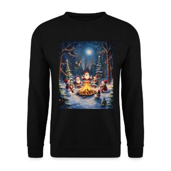 Père Noël Femmes Hommes Enfants Noël - Sweat-shirt Unisexe - noir - Devant - Alina (178cm) & Michal (187cm)