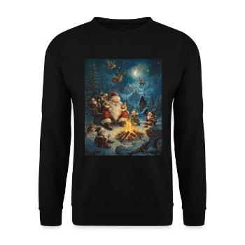 Père Noël Femmes Hommes Enfants Noël - Sweat-shirt Unisexe - noir - Devant - Alina (178cm) & Michal (187cm)