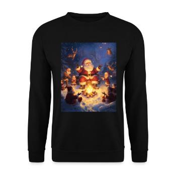 Père Noël Femmes Hommes Enfants Noël - Sweat-shirt Unisexe - noir - Devant - Alina (178cm) & Michal (187cm)