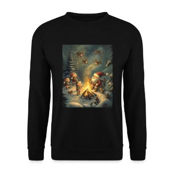 Père Noël Femmes Hommes Enfants Noël - Sweat-shirt Unisexe - noir - Devant - Alina (178cm) & Michal (187cm)