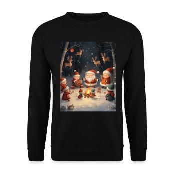Père Noël Femmes Hommes Enfants Noël - Sweat-shirt Unisexe - noir - Devant - Alina (178cm) & Michal (187cm)