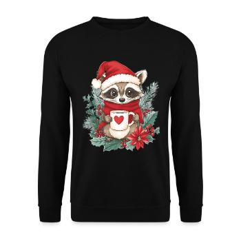 Raccoon Coffee Christmas Women Men Children - Unisex Sweatshirt - black - Front - Alina (178cm) & Michal (187cm)
