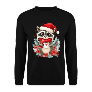 Raccoon Coffee Christmas Women Men Children - Unisex Sweatshirt - black - Front - Alina (178cm) & Michal (187cm)
