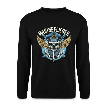 Marineflieger Anker im Tattoo Design - Unisex Pullover - Schwarz - Vorne - Alina (178cm) & Michal (187cm)