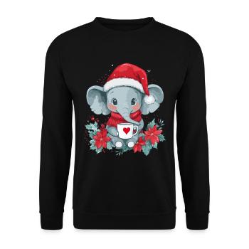 Elefant Kaffee Weihnachten Frauen Männer Kinder - Unisex Pullover - Schwarz - Vorne - Alina (178cm) & Michal (187cm)