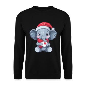 Elefant Kaffee Weihnachten Frauen Männer Kinder - Unisex Pullover - Schwarz - Vorne - Alina (178cm) & Michal (187cm)