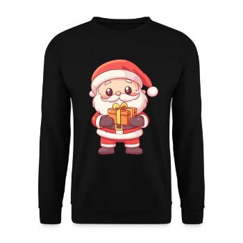 Weihnachtsmann Frauen Männer Kinder Weihnachten - Unisex Pullover - Schwarz - Vorne - Alina (178cm) & Michal (187cm)