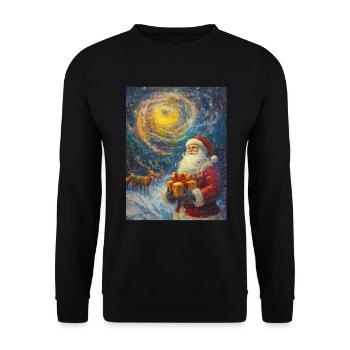 Weihnachtsmann Frauen Männer Kinder Weihnachten - Unisex Pullover - Schwarz - Vorne - Alina (178cm) & Michal (187cm)