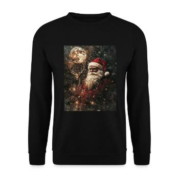 Weihnachtsmann Frauen Männer Kinder Weihnachten - Unisex Pullover - Schwarz - Vorne - Alina (178cm) & Michal (187cm)