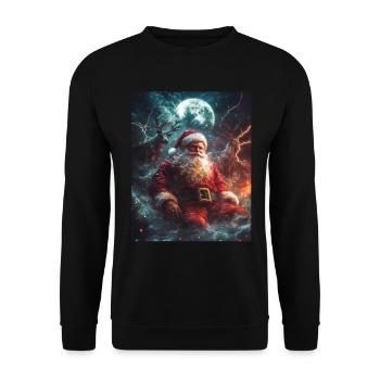 Weihnachtsmann Frauen Männer Kinder Weihnachten - Unisex Pullover - Schwarz - Vorne - Alina (178cm) & Michal (187cm)