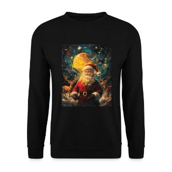 Weihnachtsmann Frauen Männer Kinder Weihnachten - Unisex Pullover - Schwarz - Vorne - Alina (178cm) & Michal (187cm)